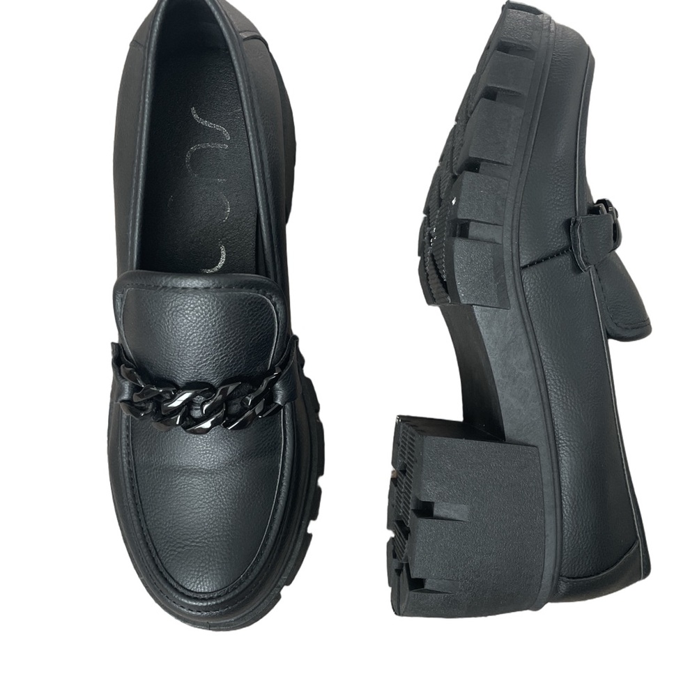 Sugar Black Chain Detail Loafers - Picture 2 of 6